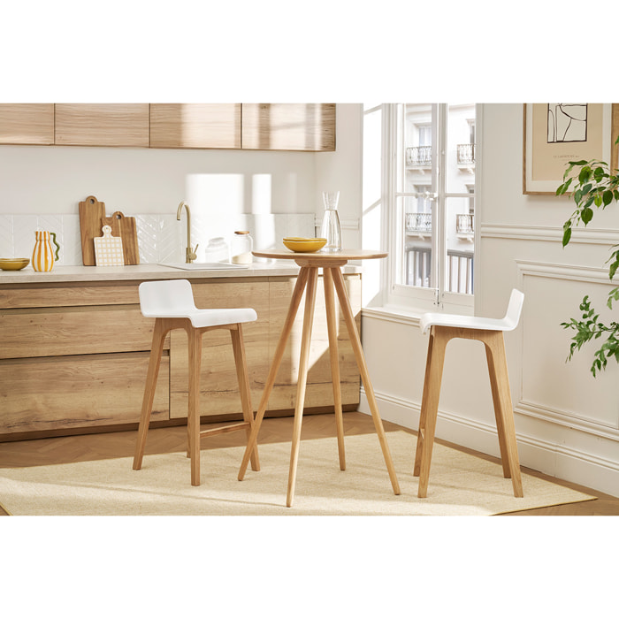 Tabourets de bar scandinaves blancs et bois clair H75 cm (lot de 2) BALTIK
