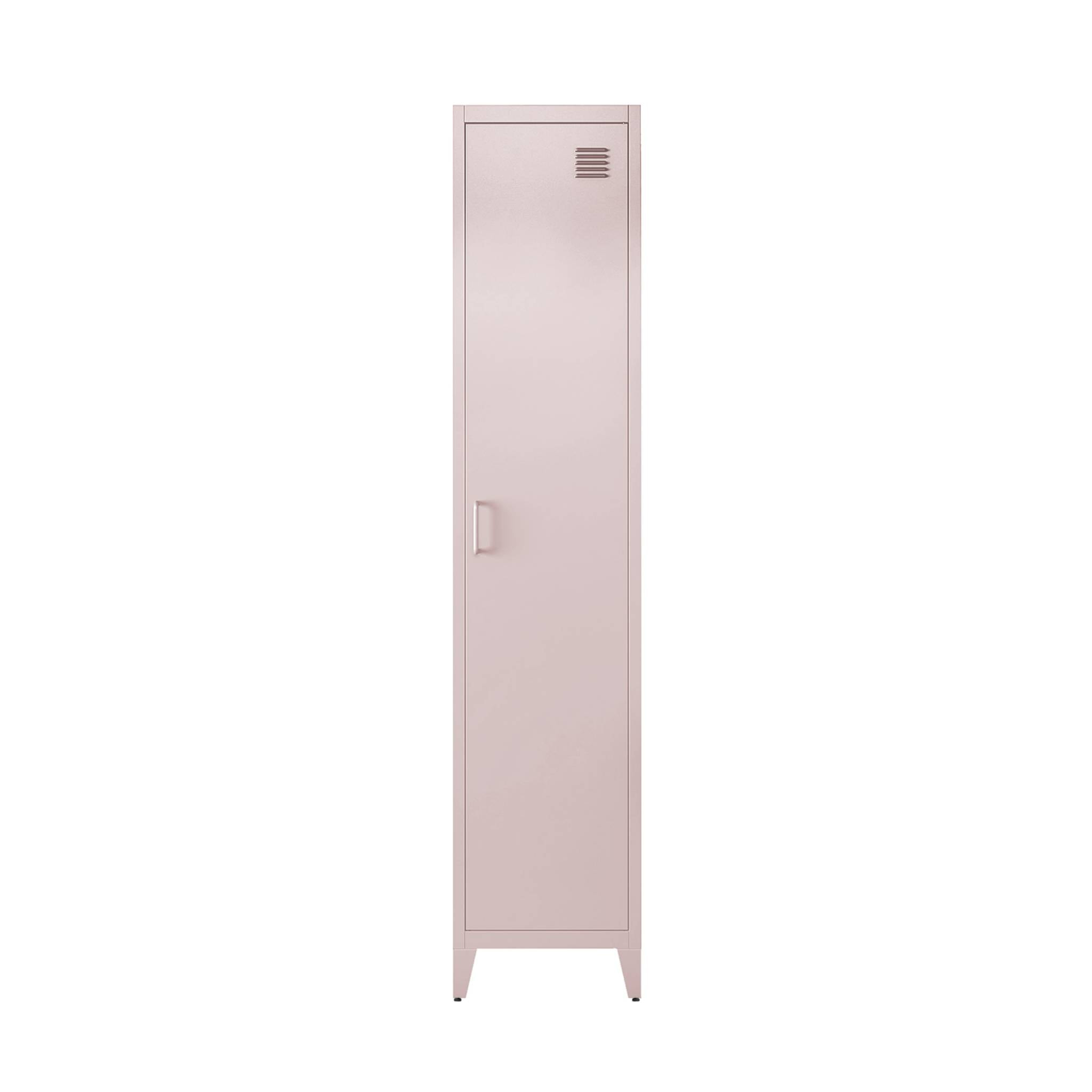 Armoire chambre en acier rose. 4 espaces de rangement. casier