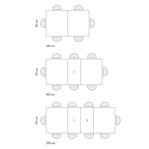 Tavolo MARZAMEMI in legno, finitura bianco frassinato, allungabile 140x90 cm - 220x90 cm
