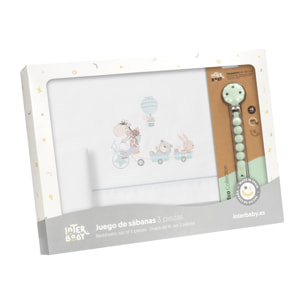 Sábanas Cuna Jirafa Bicicleta & Chupetero