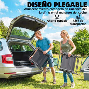 Pack de 4 Sillas de Camping Plegables, Sillas de Jardín Exterior con Respaldo Alto, Asiento Ancho y Reposabrazos, Tela Textilene Transpirable y Marco de Acero para Terraza, 65x60x94 cm, Negro