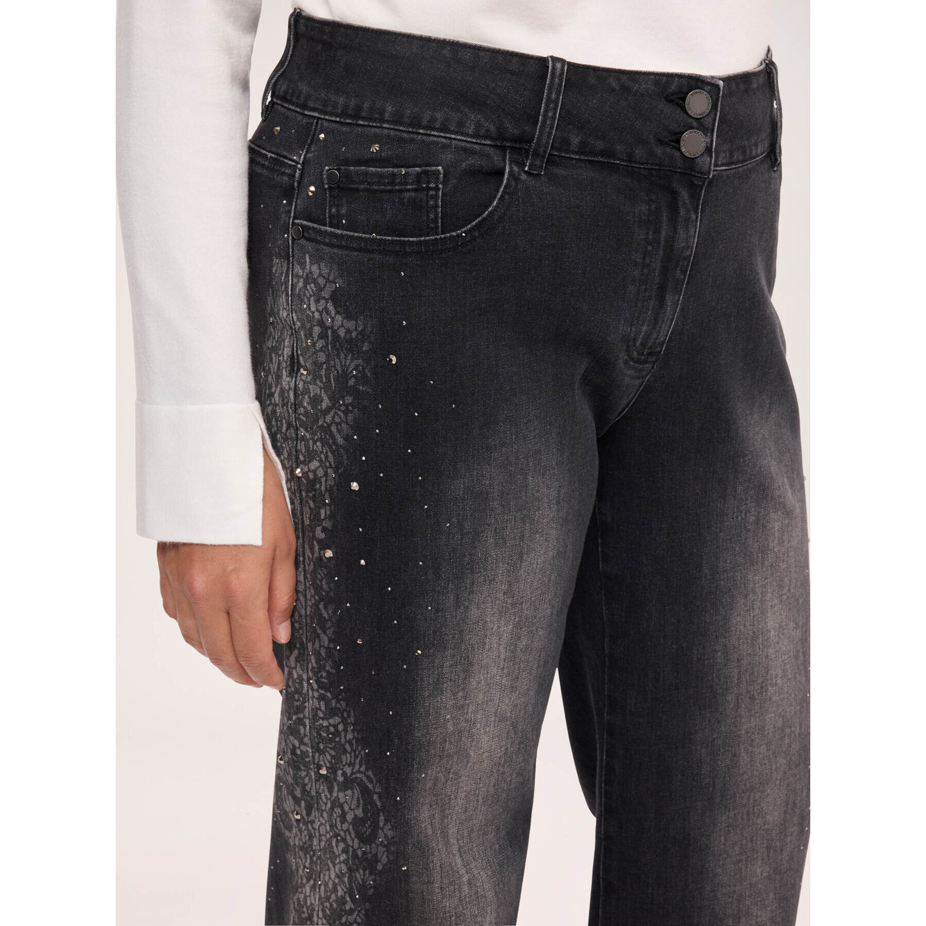 Fiorella Rubino - Jeans regular estampado de encaje - Gris