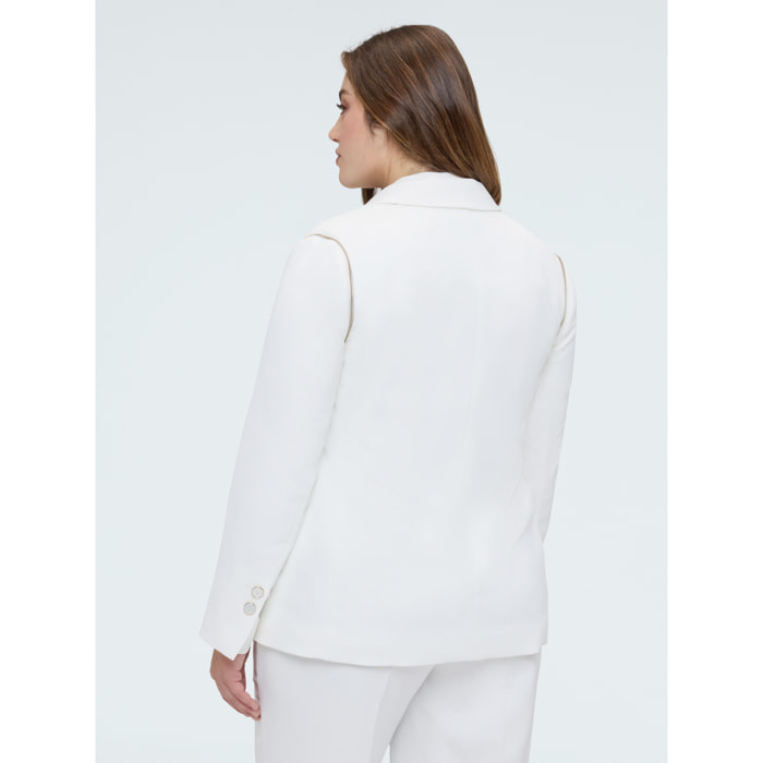 Fiorella Rubino - Blazer 2 in 1 con maniche staccabili - Bianco