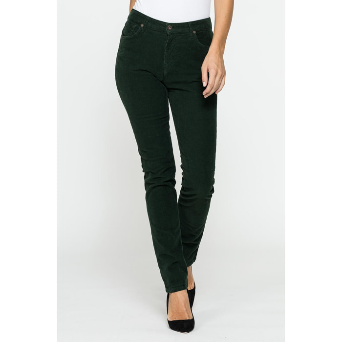 PANTALONE CINQUE TASCHE COMFORT FIT IN VELLUTO STRETCH 1000 RIGHE