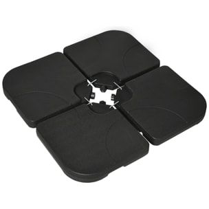 Peso para Base de Sombrilla de 4 Piezas Base para Sombrilla Excéntrica Cuadrado Rellenable de Agua 15 Litro Arena 19,5 kg para Base Cruzada Negro