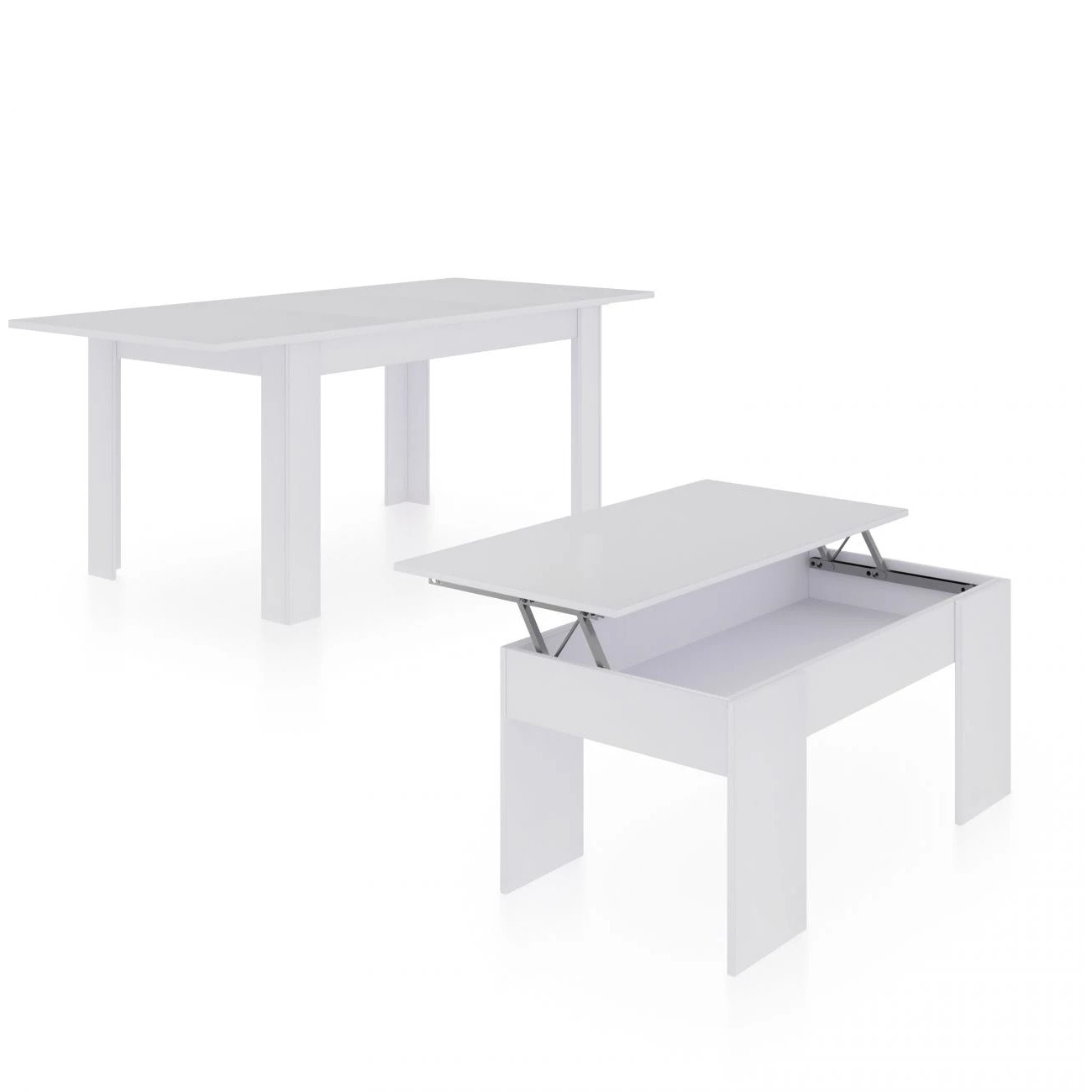 Pack mesa de comedor 123 y mesa de centro Vita Blanco Artik (Blanco Mate)