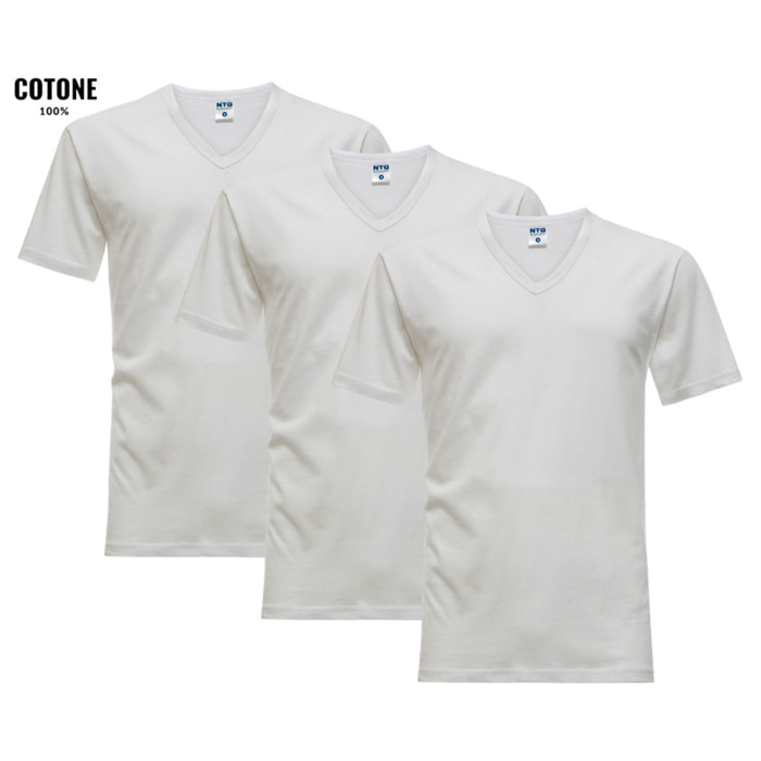 3 T-Shirt Uomo 100% Cotone NOTTINGHAM Art. TV700 Scollo V