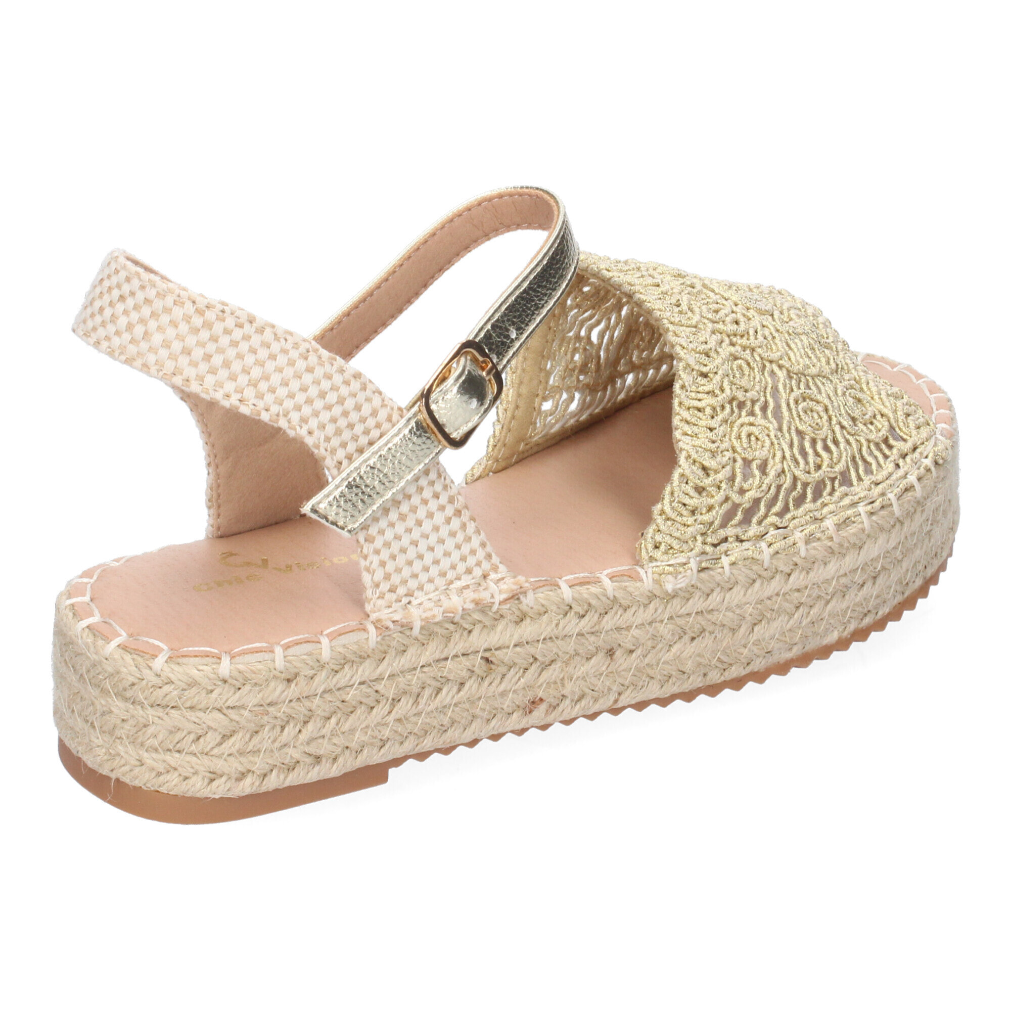 Sandalia de Plataforma para Mujer, Comoda, Forrada de Yute, Pala Abierta y Entrelazada
