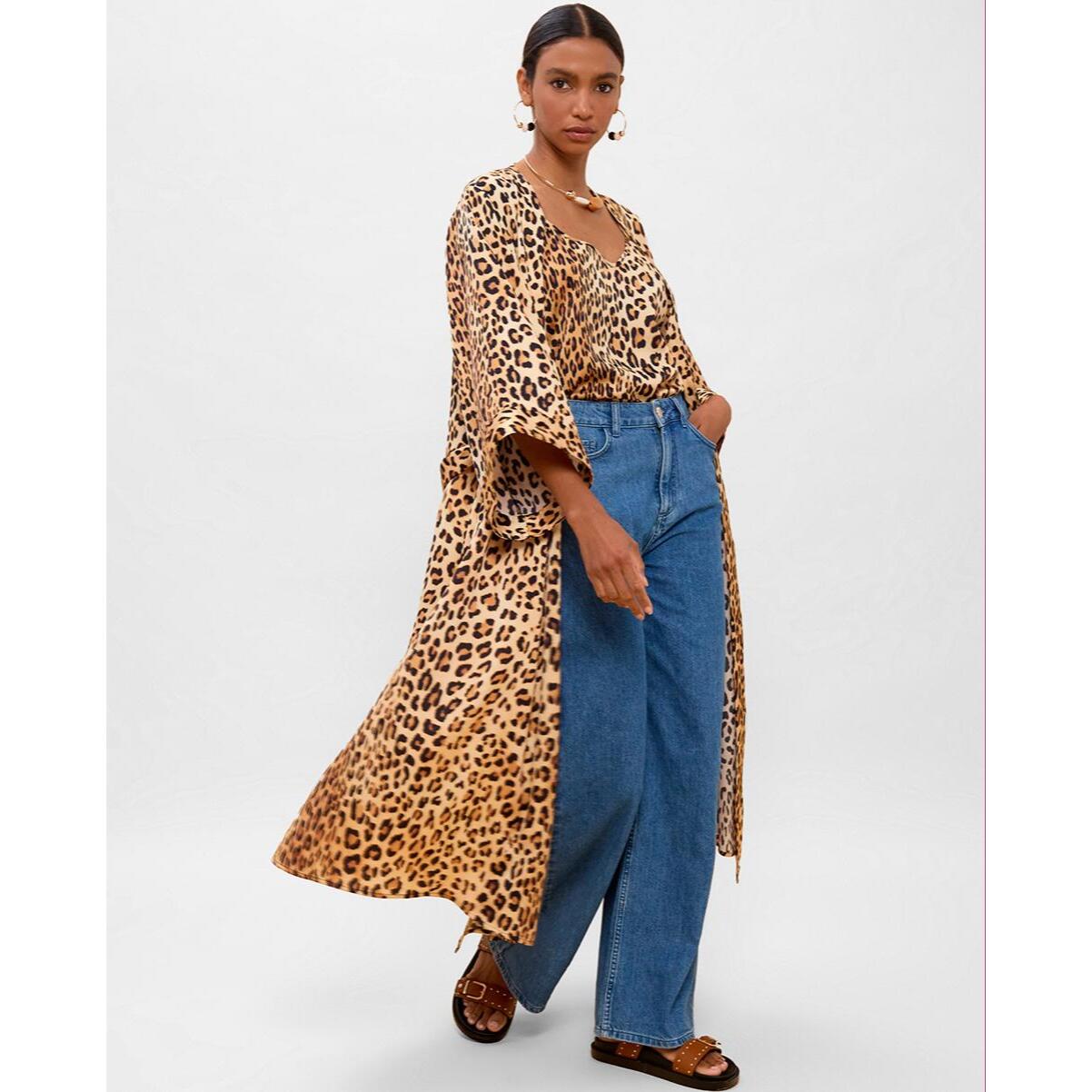 Kimono con stampa animalier