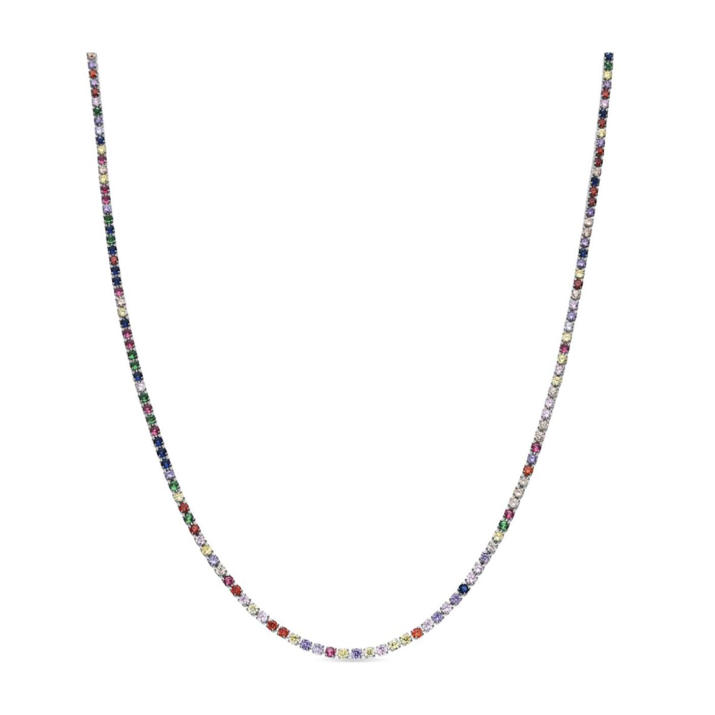 Collar con Circonita Multicolor acabado plata