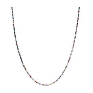 Collar con Circonita Multicolor acabado plata