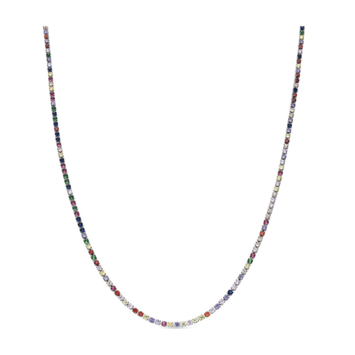 Collar con Circonita Multicolor acabado plata