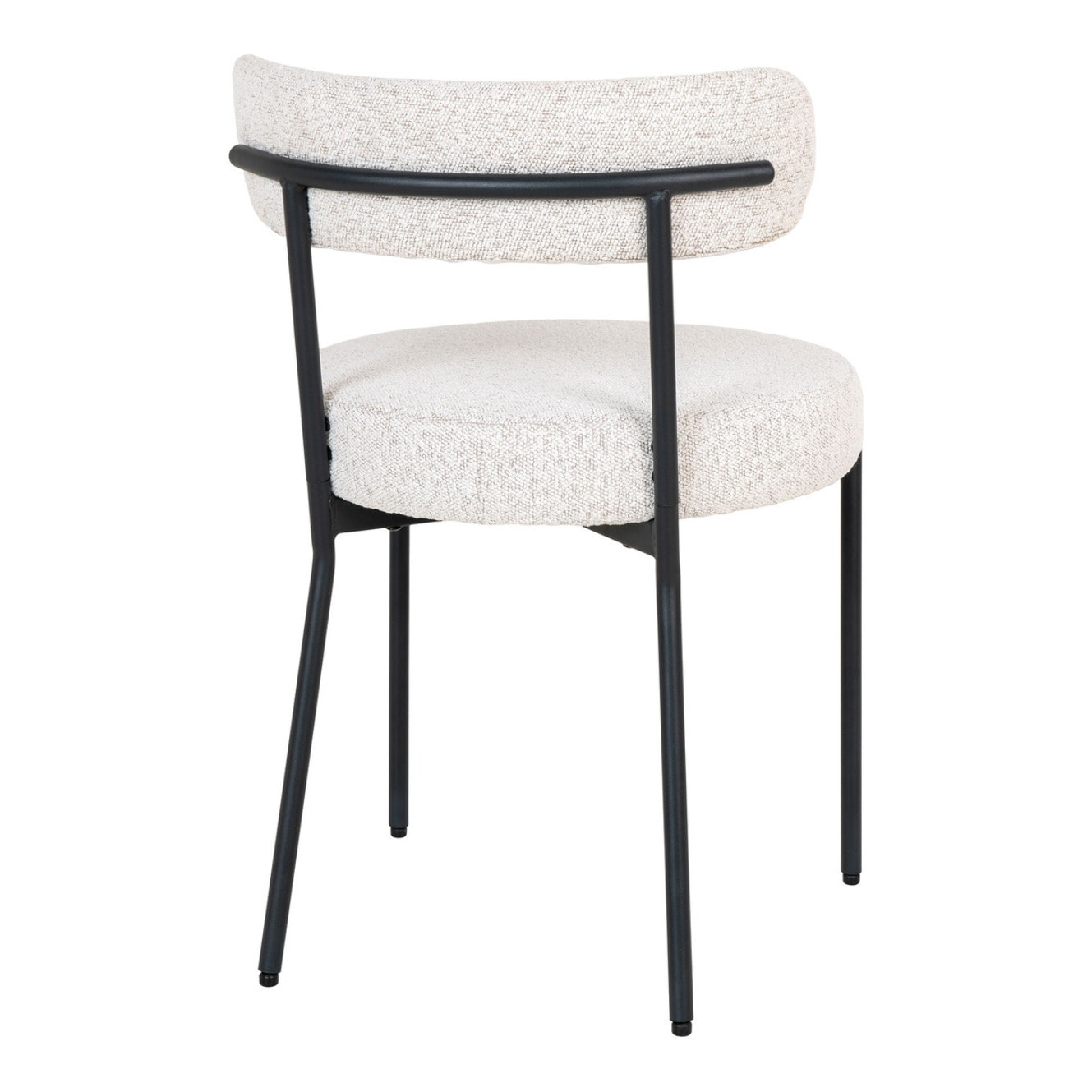 Set 2 sedie da pranzo Badalona in bouclé bianco con gambe nere 49x57x72,5 cm
