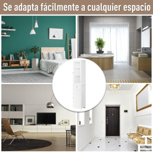 Armario Alto para Baño Mueble Auxiliar de Baño de Estilo Moderno con 2 Puertas Estantes Ajustables y 1 Cajón 40x27x171,5 cm Blanco