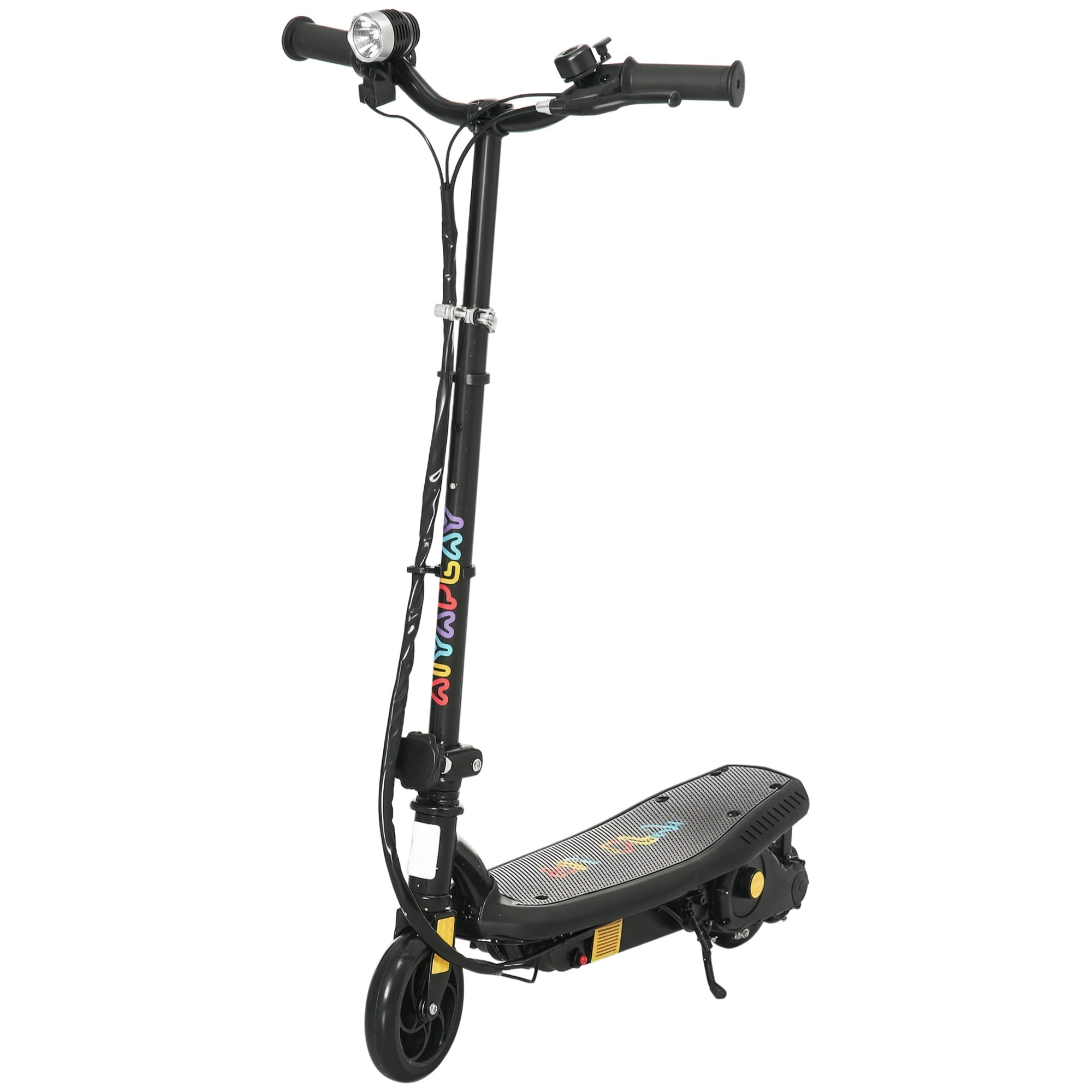 Patinete Eléctrico para Niños de 7-14 Años, Plegable, Patín Eléctrico, Max. 12 km/h, Motor 120 W, Autonomía Máxima 10 km, con Manillar Ajustable en Altura, Faro LED y Freno, Negro