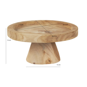 Plateau / Présentoir rond sur pied D. 27 cm en bois de teck - LADY