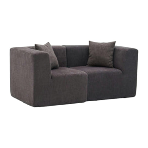 Canapé 2 places compact anthracite tissu chenille PLOVIA