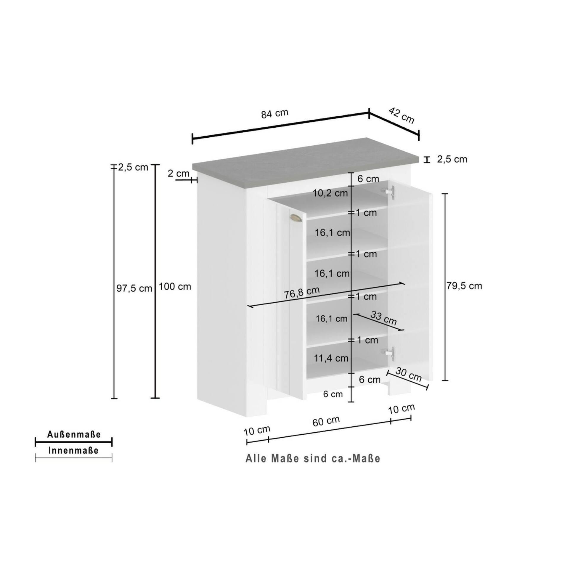 Scarpiera Dcittadin, Porta scarpe salvaspazio a 2 ante, Armadio multifunzione da ingresso, 84x42h100 cm, Bianco e Rovere