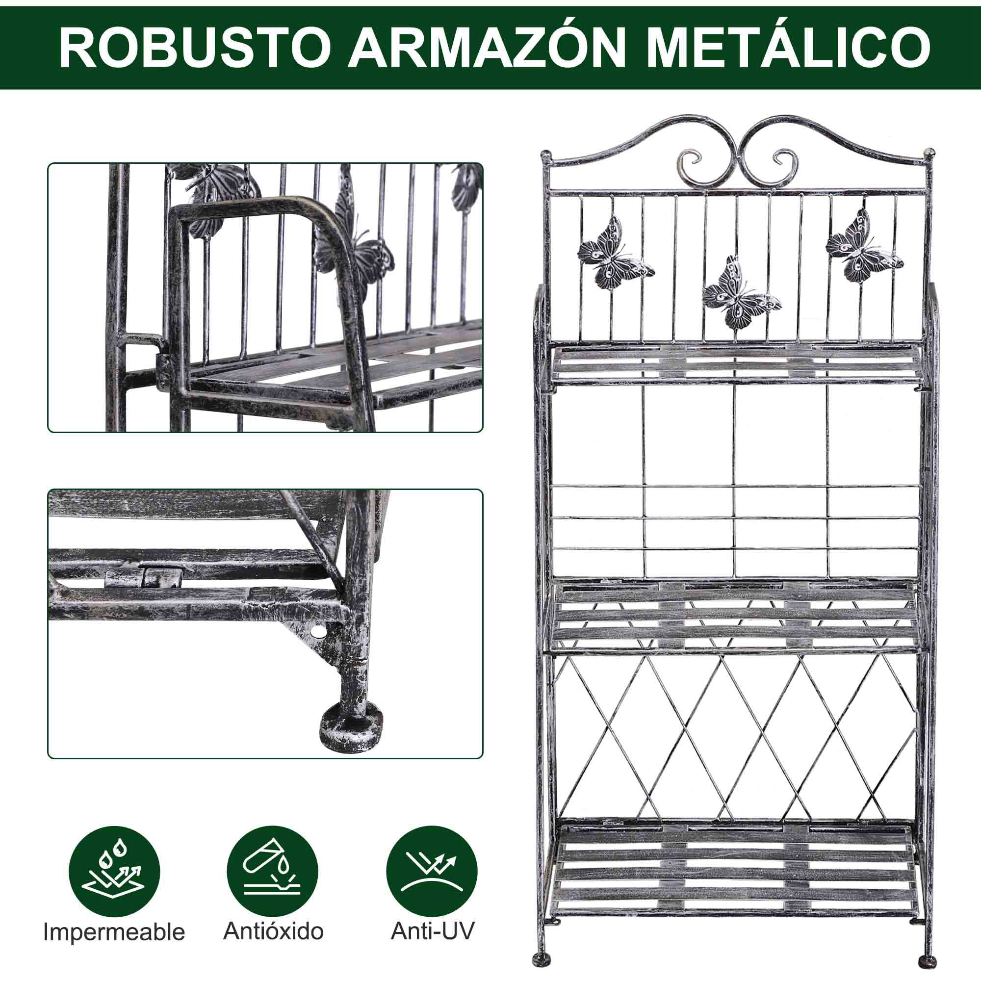 Estantería para Plantas Plegable Soporte para Plantas de 3 Niveles con Estructura de Metal Soporte para Macetas para Interior y Exterior Gris Plateado