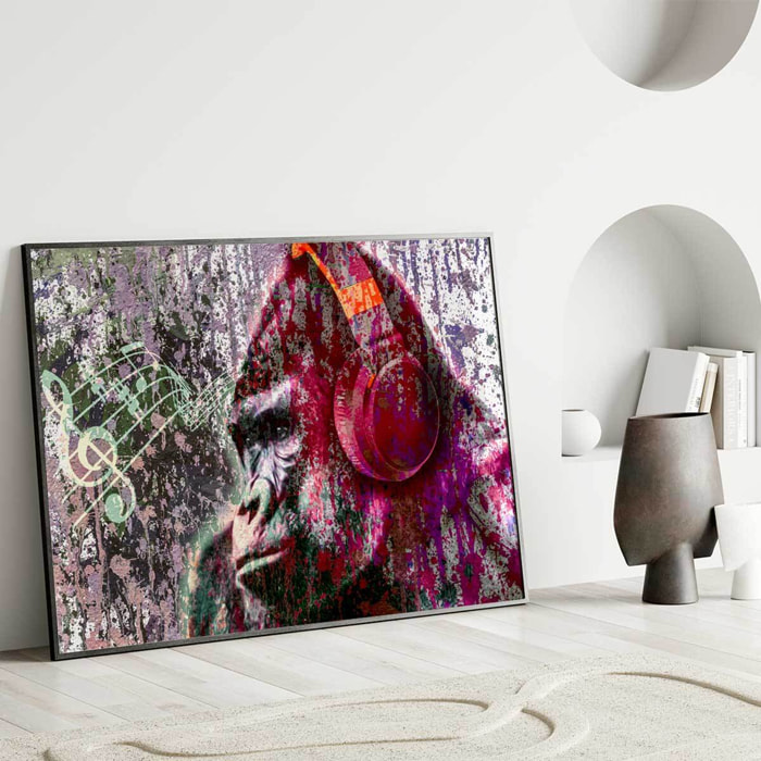 Affiche encadrée gorille urbain abstrait Affiche + cadre en métal - Noir