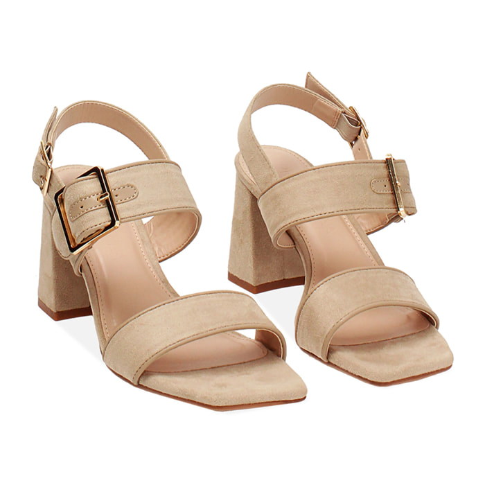 Sandalias beige con tacón de 7,5 cm