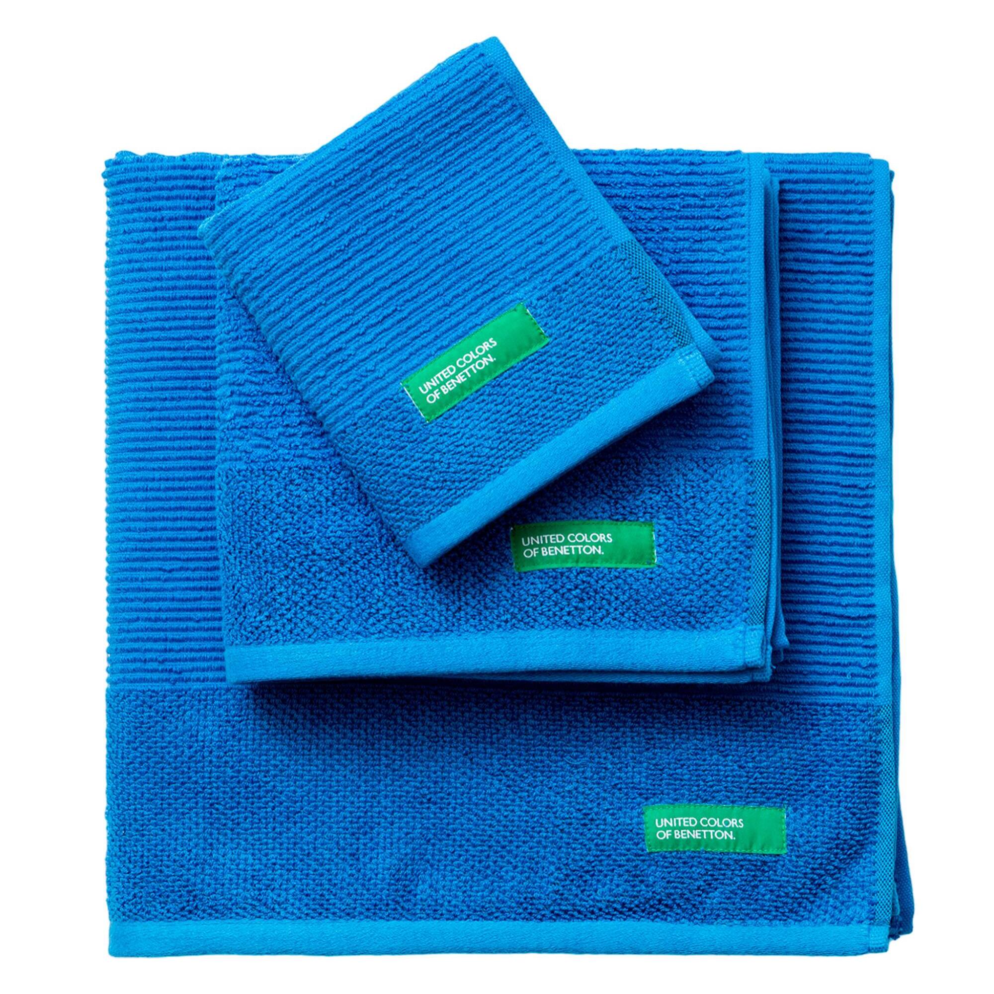 Set de 3 toallas de algodón 100% - tocador, manos, baño - 450gsm, suaves y absorbentes en color azul ''rainbow''