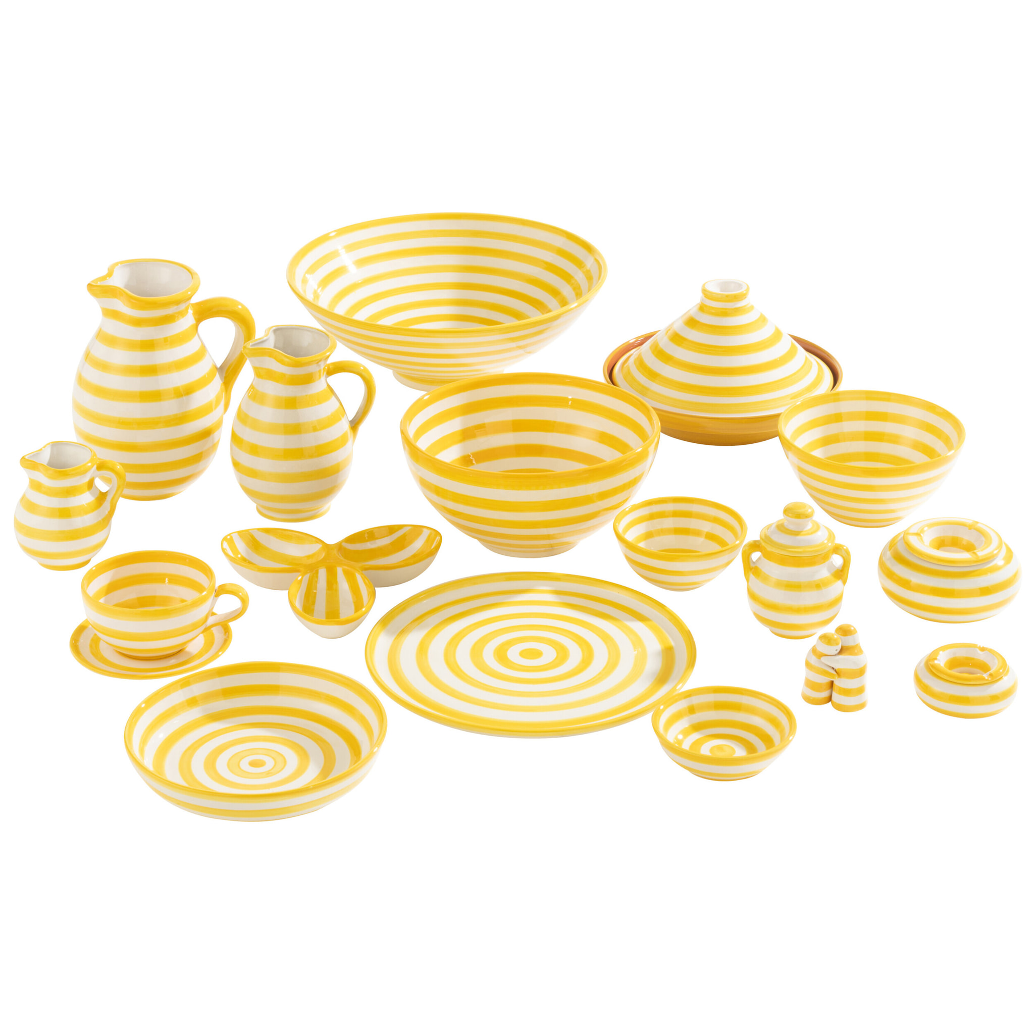 J-Line cendrier Granada Stripes - céramique - blanc/jaune - large