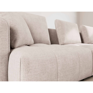 Colette - Canapé modulable d'angle réversible 4 places en velours texturé - Beige
