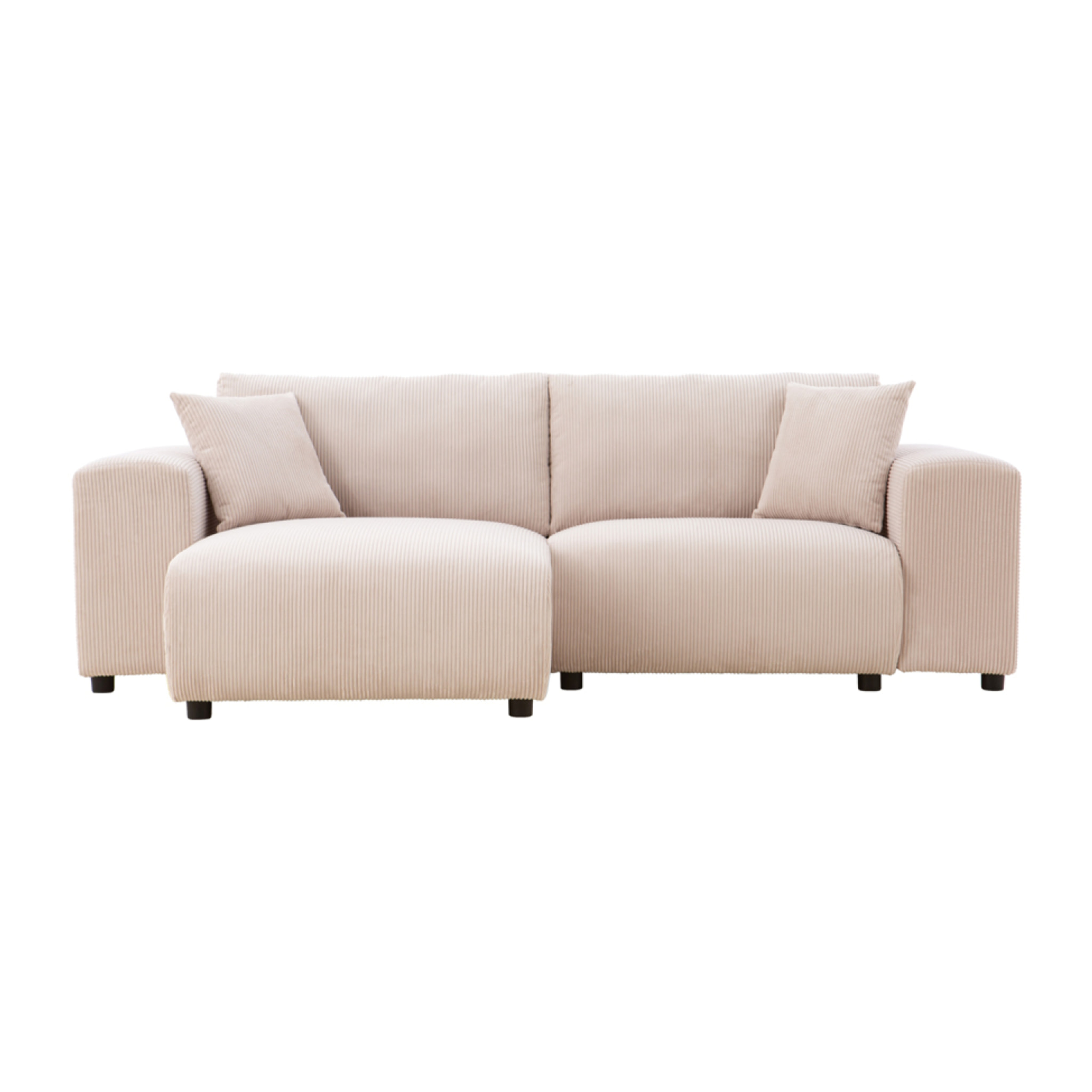 JAMBI Canapé d'angle modulable 3 places en velours côtelé beige