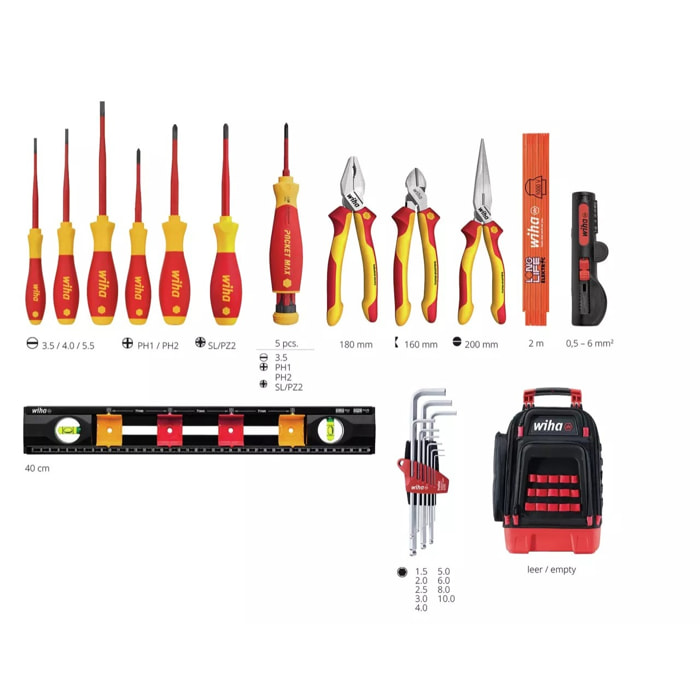 Sac à dos d'outils pour électricien 27 pièces - WIHA - 45528