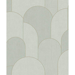 Papier peint arches art déco vert céladon doré