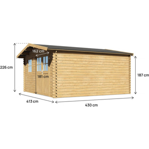 Abri de jardin bois "Belval" - 18,75 m² - 28 mm