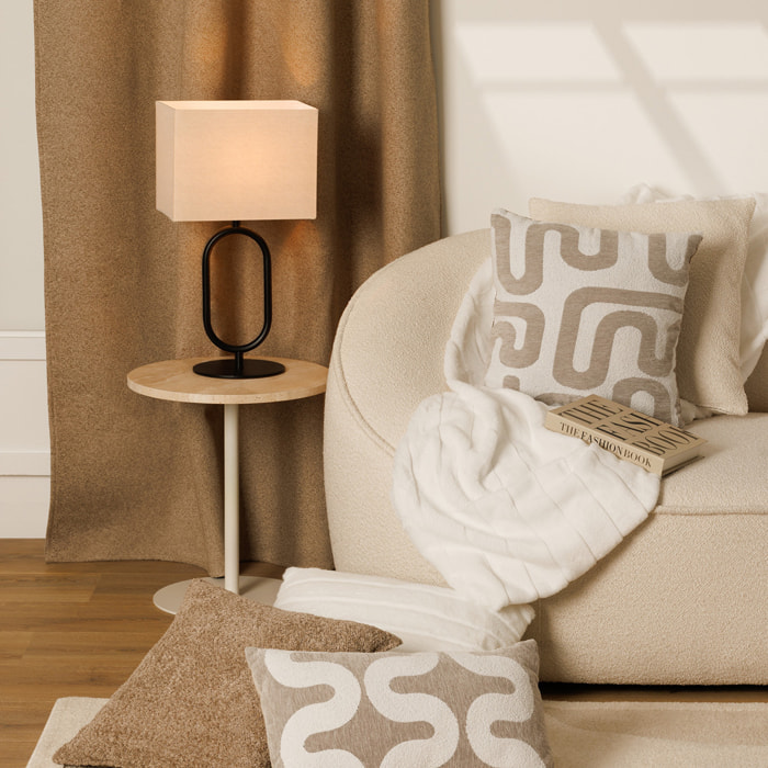 Coussin jacquard Safina beige lin 40x40cm