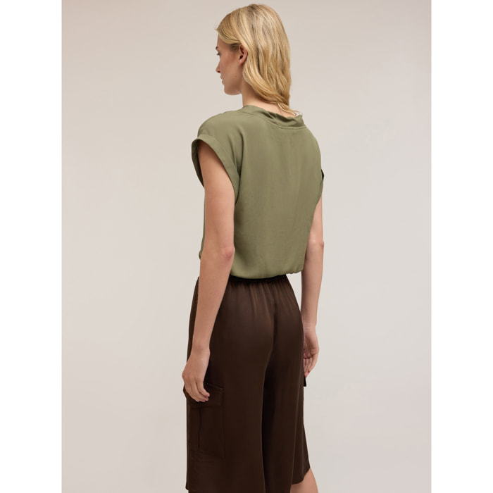 Motivi - Blusa con bordo ritorto - Verde militare