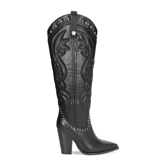 Stivali donna neri, tacco 9,5 cm