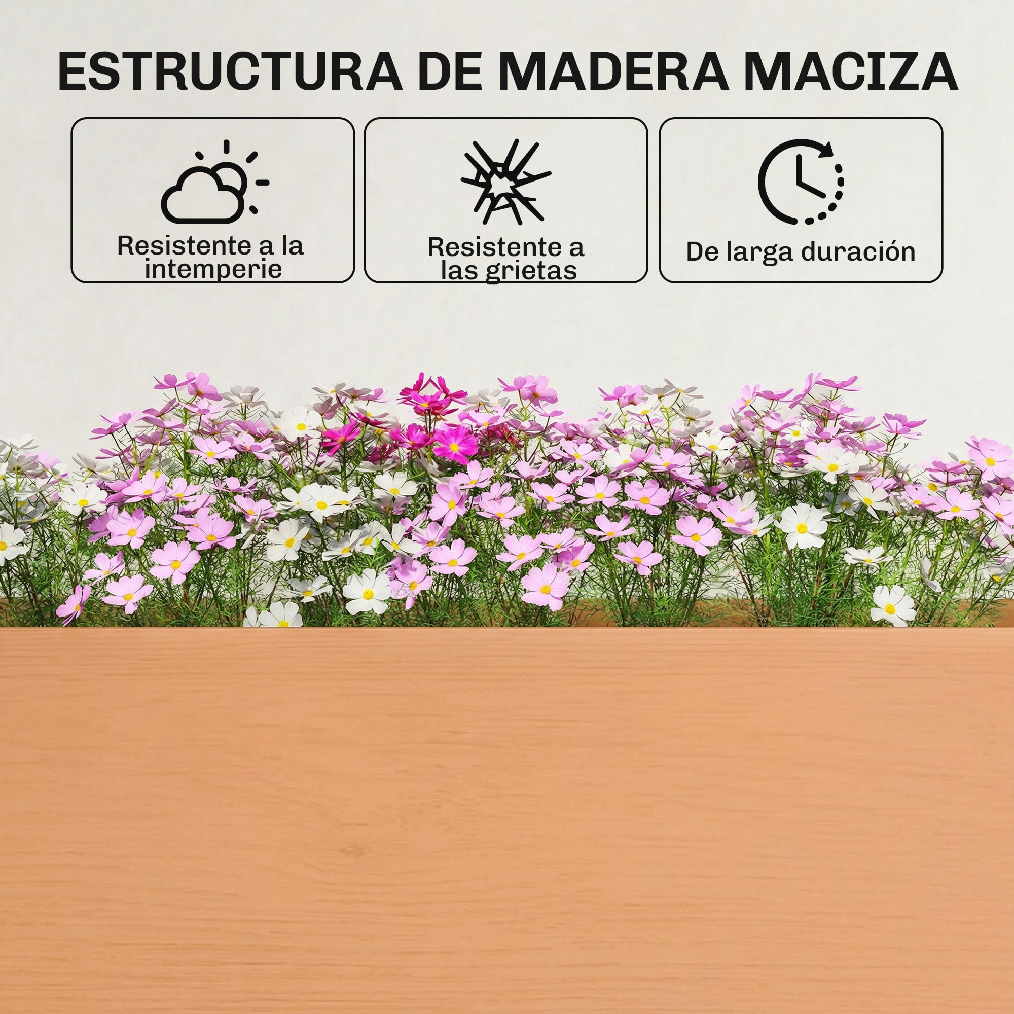 Huerto Urbano Elevado de Madera, Mesa de Cultivo con Patas, 6 Orificios de Drenaje, para Cultivo, Plantas, Flores y Verduras, 184x59x76,5 cm, Marrón