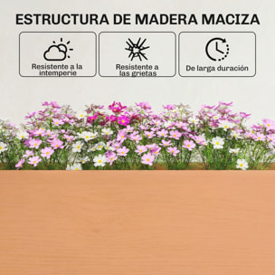 Huerto Urbano Elevado de Madera, Mesa de Cultivo con Patas, 6 Orificios de Drenaje, para Cultivo, Plantas, Flores y Verduras, 184x59x76,5 cm, Marrón