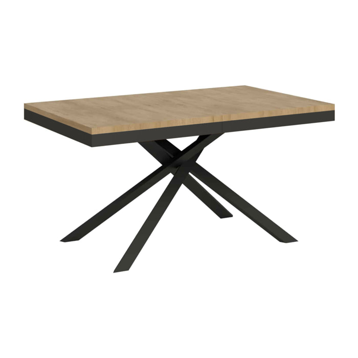 Mesa extensible 90x160/420 cm Karida Evolution roble natural estructura antracita