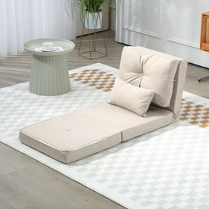 Fauteuil convertible chauffeuse inclinable - coussin inclus - tissu beige