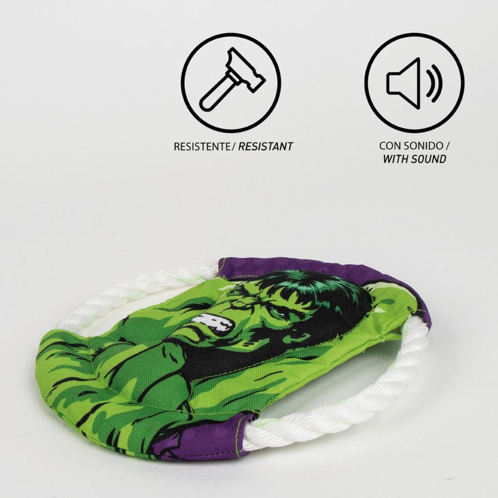 Frisbee para perros con cuerda diseño marvel hulk