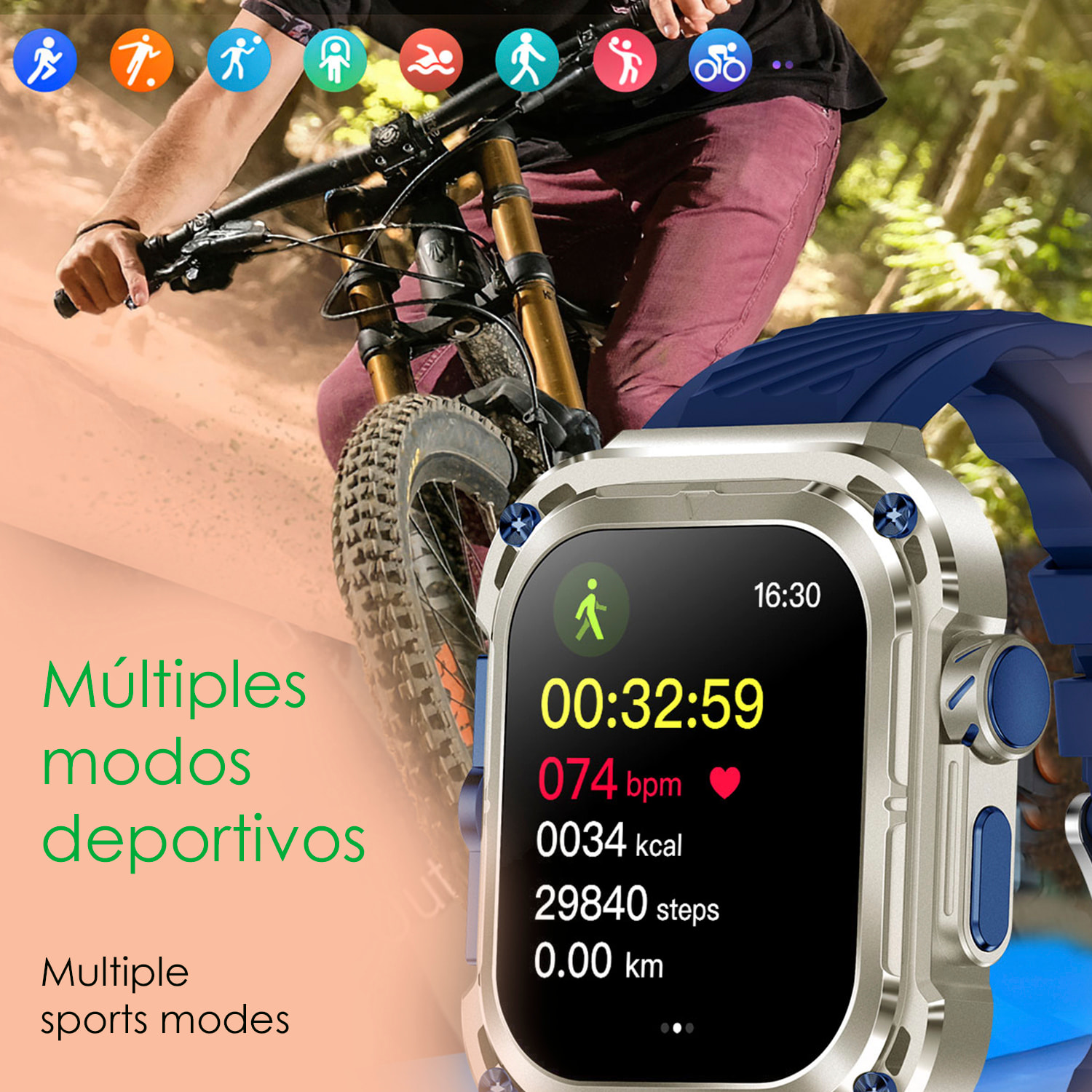 Smartwatch Z85 Max con schermo da 2", triplo cinturino. Monitor sanitari, ECG, pressione sanguigna. Modalità sport, chiamate BT.