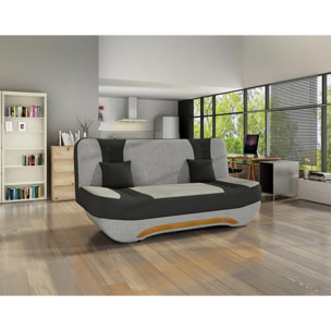 Nelson - canapé convertible clic-clac 3 places en tissu - Gris / Noir
