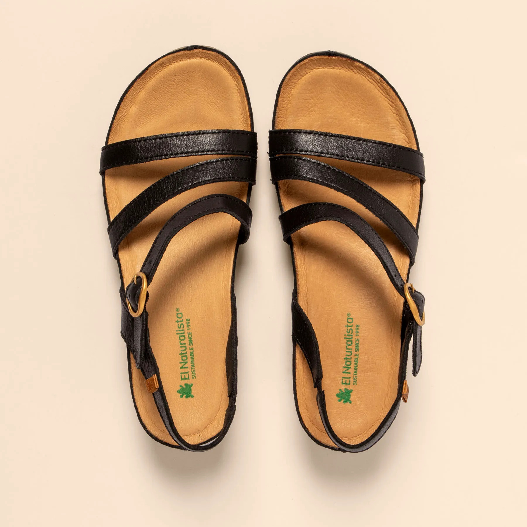 Sandalia de cuña N5855 SOFT NAPPA BLACK / PICUAL color Black