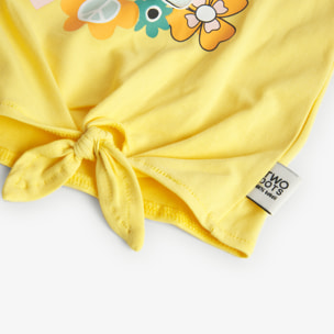 Camiseta elÃ¡stica niÃ±a estampada, manga larga, amarillo