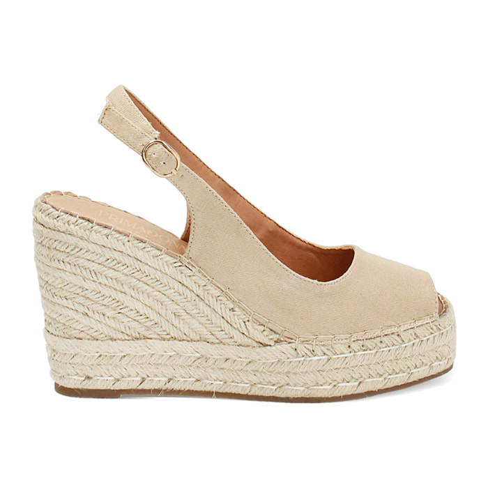 Zeppe donna beige in canvas