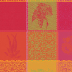 Serviette pur coton motif jacquard multicolore Mille tutti frutti sangria