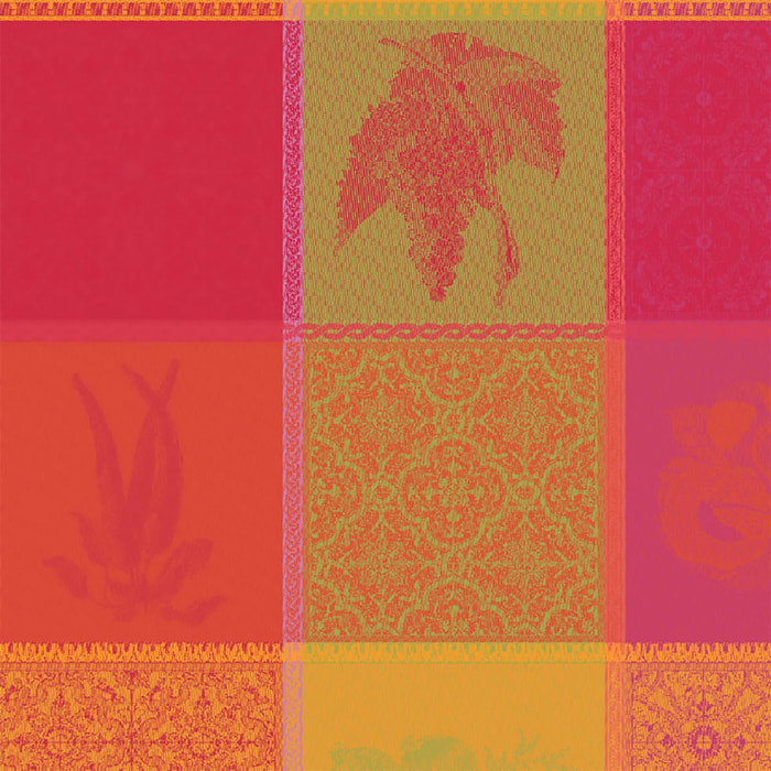 Serviette pur coton motif jacquard multicolore Mille tutti frutti sangria