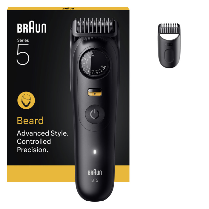 Braun Tondeuse À Barbe Series 5, + 2 Outils Pour Créer Son Style, 20 Longueurs, Lame Affûtée, BT5500, Noir