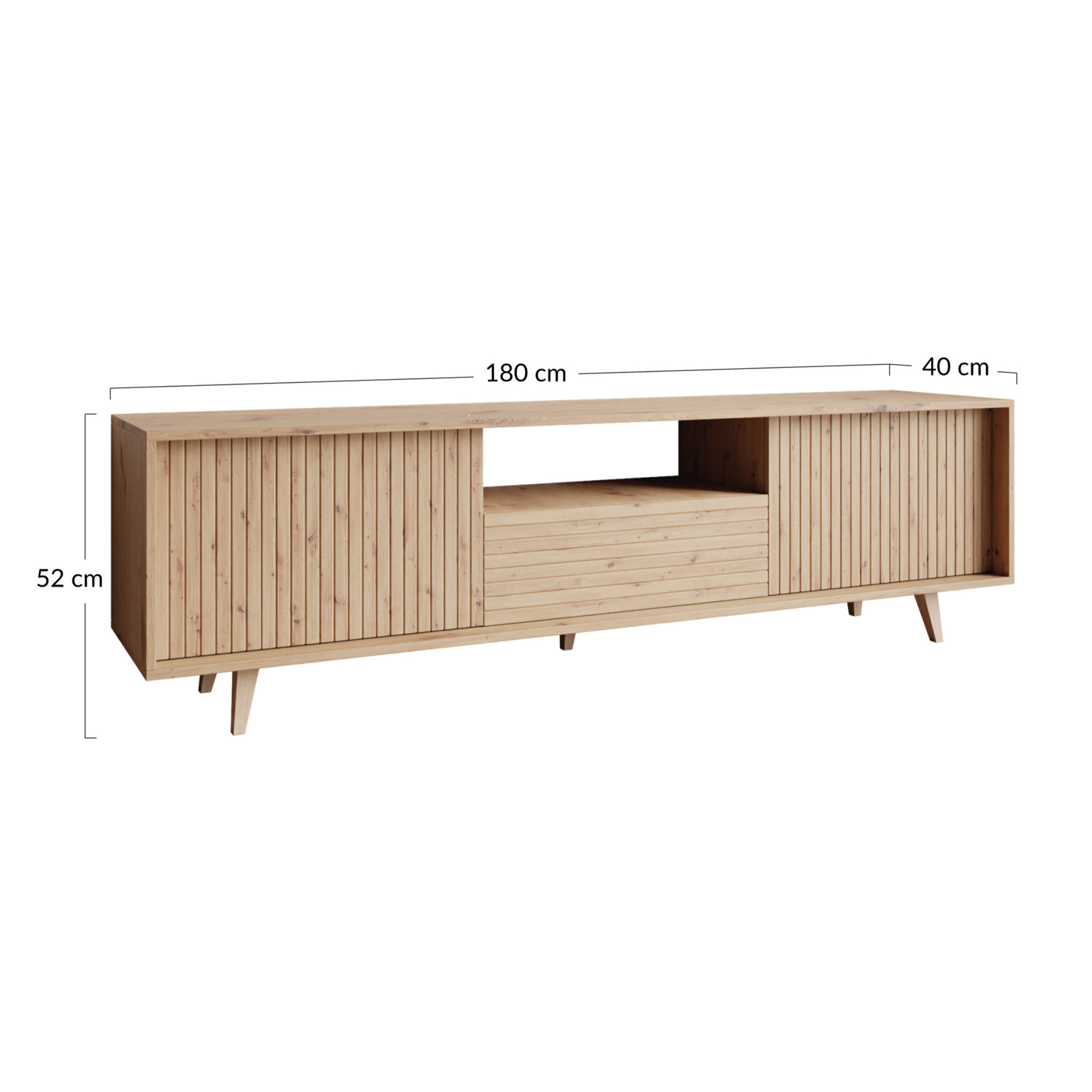 Diego - meuble TV - effet bois - 2 portes et 1 niche -180 cm - Bois