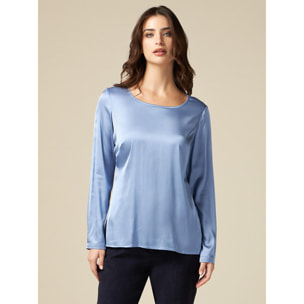 Oltre - Blusa en raso de viscosa - Light - blue